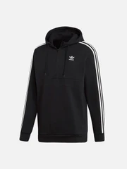 (ED6050) 3-STRIPES HALF ZIP HOODIE-BLACK